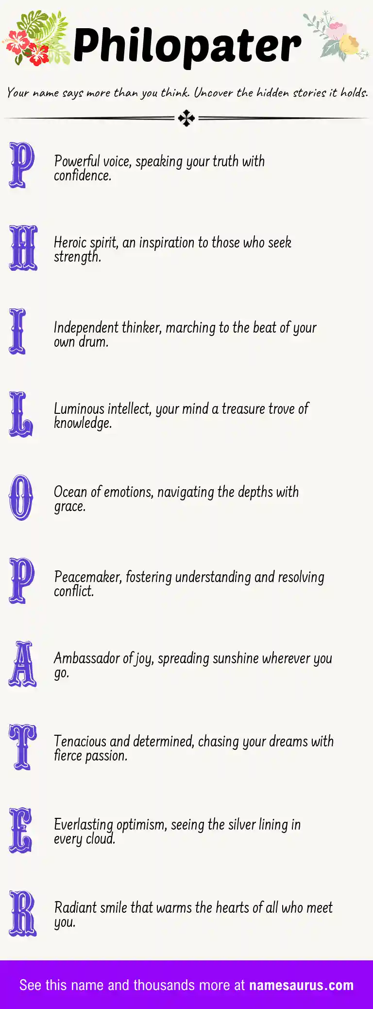 Acrostic poem about Philopater.