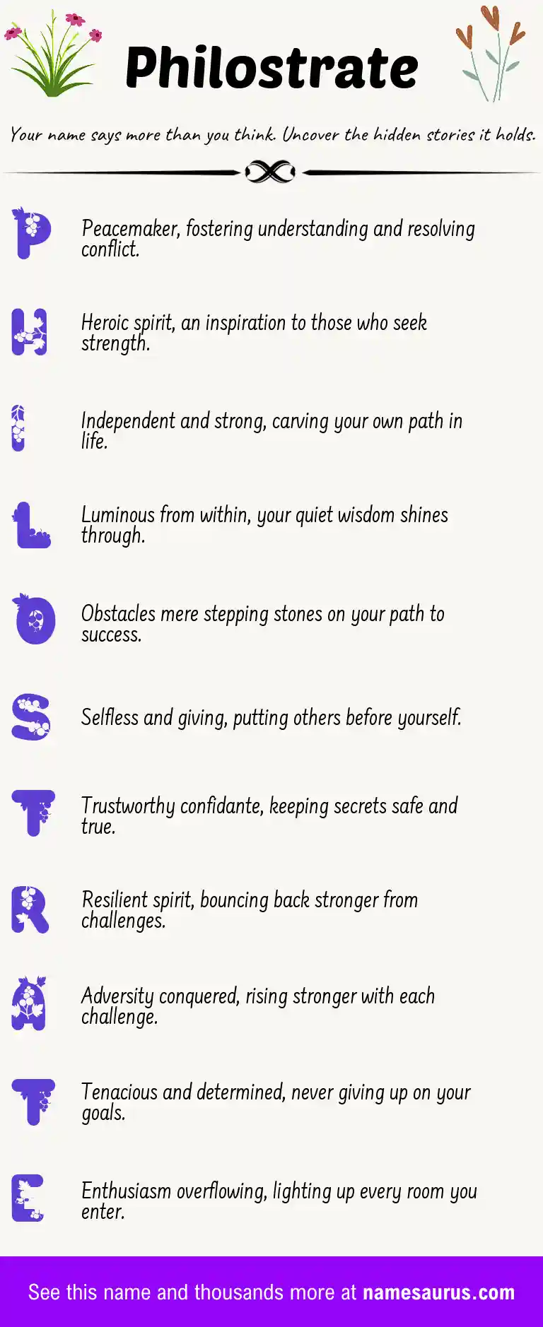Acrostic poem about Philostrate.