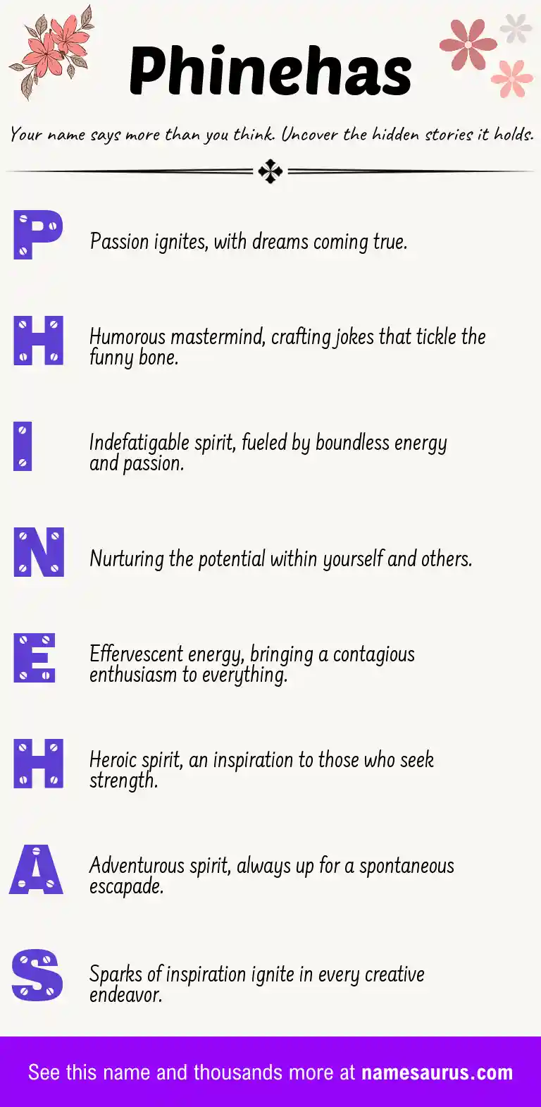 Acrostic poem about Phinehas.