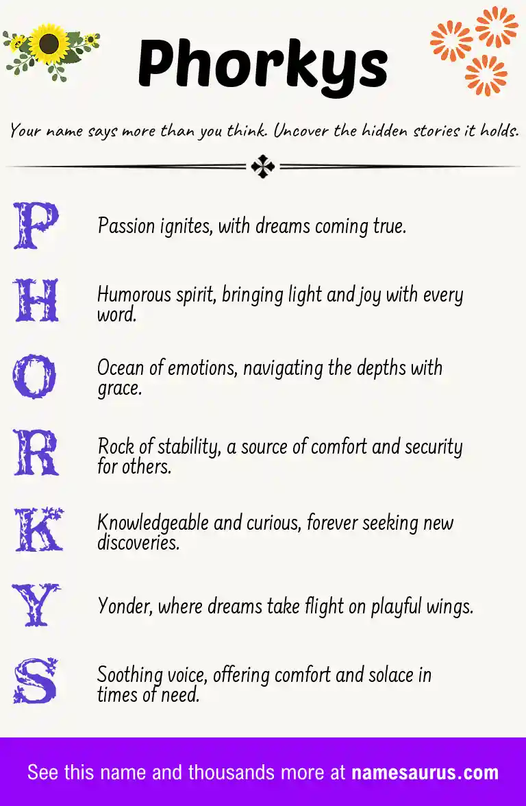 Acrostic poem about Phorkys.