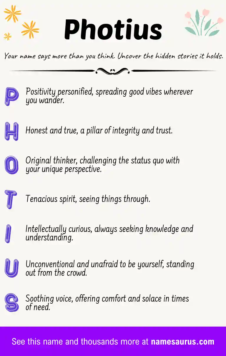 Acrostic poem about Photius.