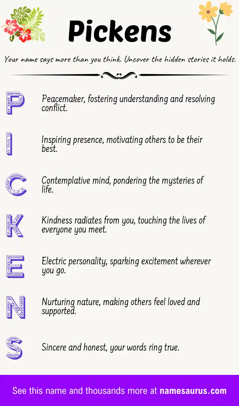 Acrostic poem about Pickens.