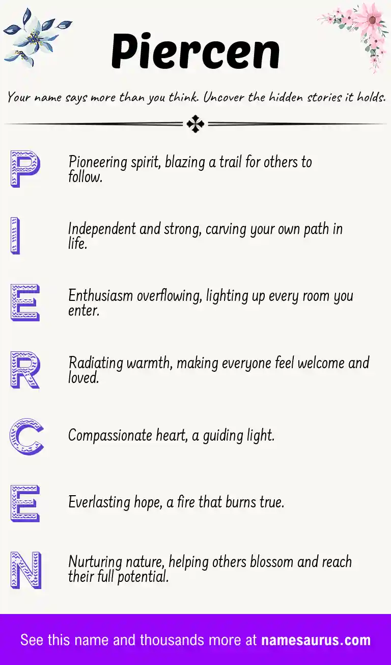 Acrostic poem about Piercen.
