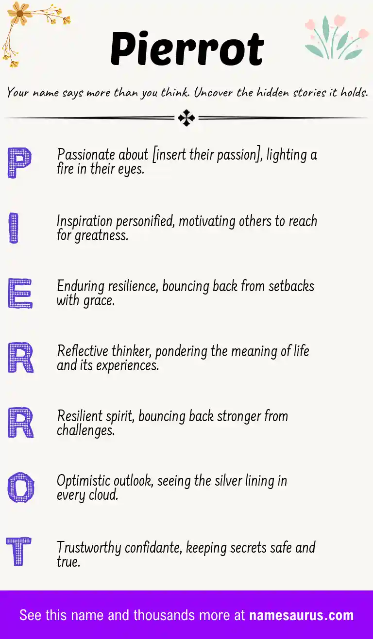 Acrostic poem about Pierrot.