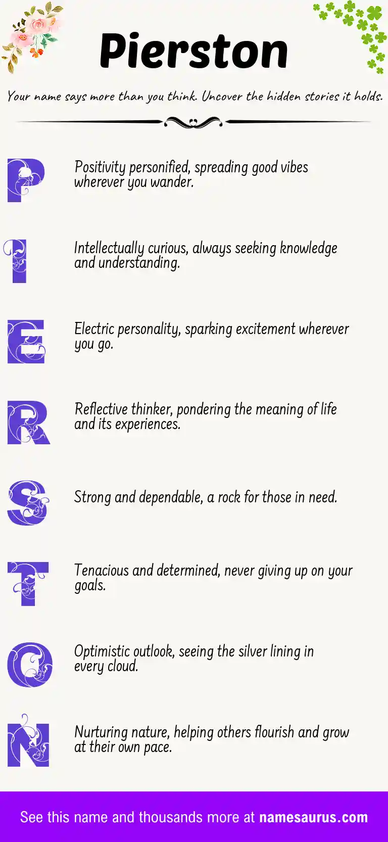 Acrostic poem about Pierston.