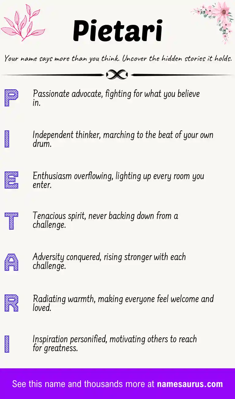 Acrostic poem about Pietari.