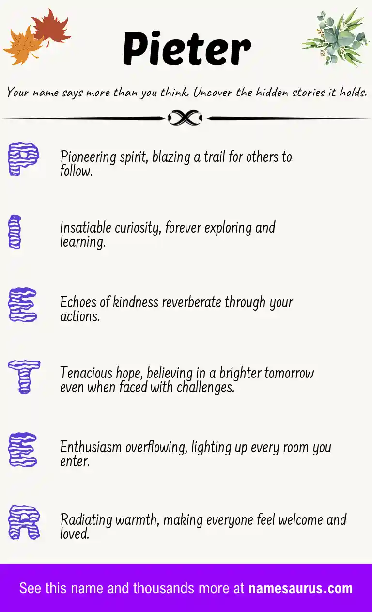 Acrostic poem about Pieter.