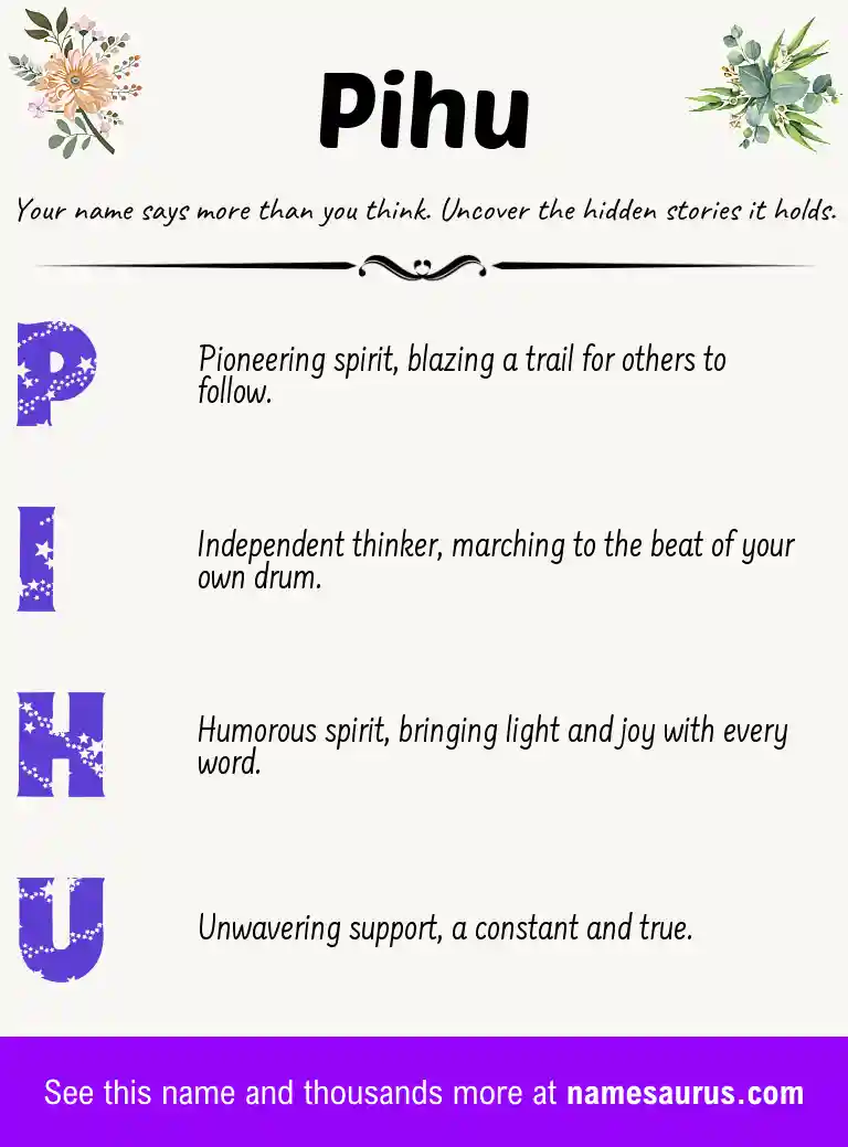 Acrostic poem about Pihu.