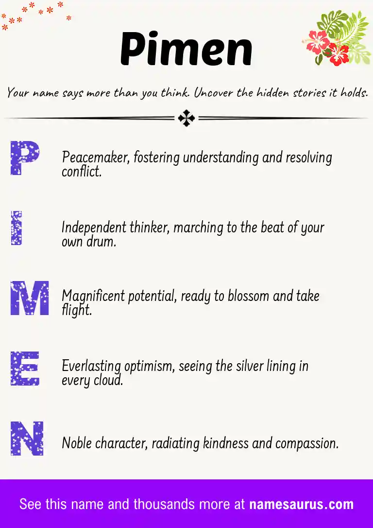 Acrostic poem about Pimen.