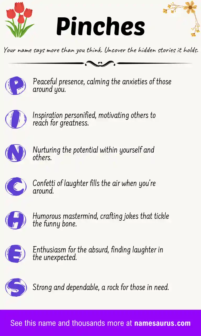 Acrostic poem about Pinches.