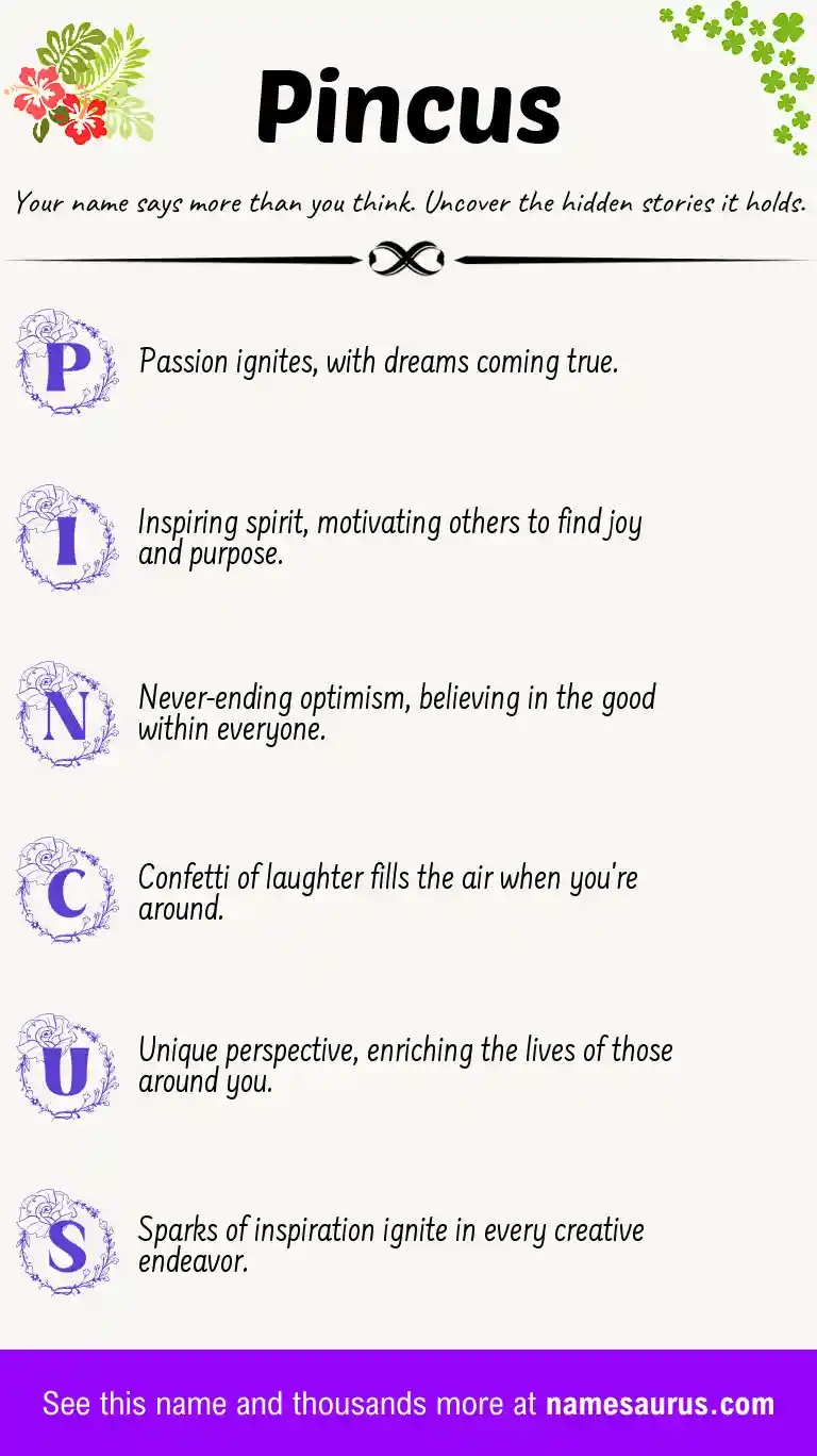 Acrostic poem about Pincus.