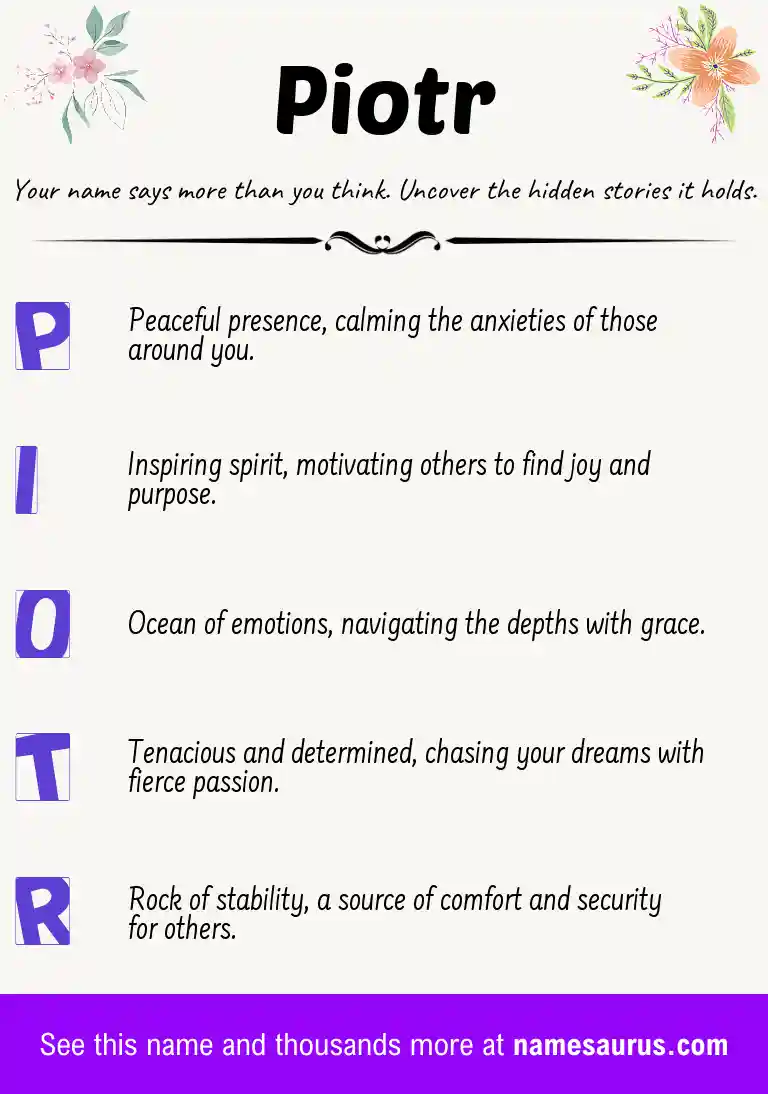 Acrostic poem about Piotr.