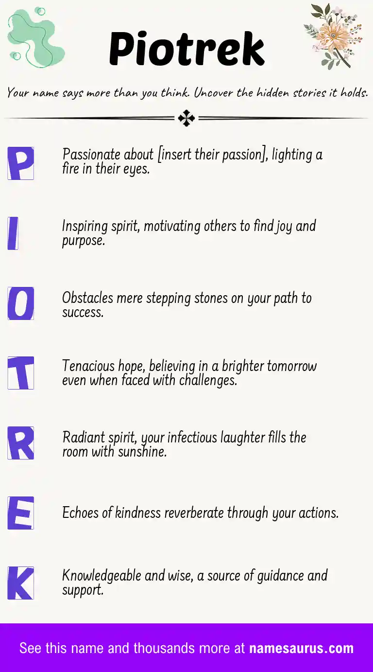 Acrostic poem about Piotrek.