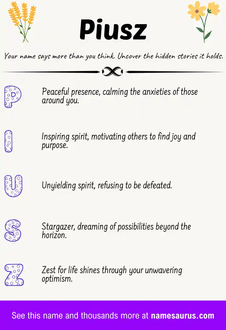 Acrostic poem about Piusz.