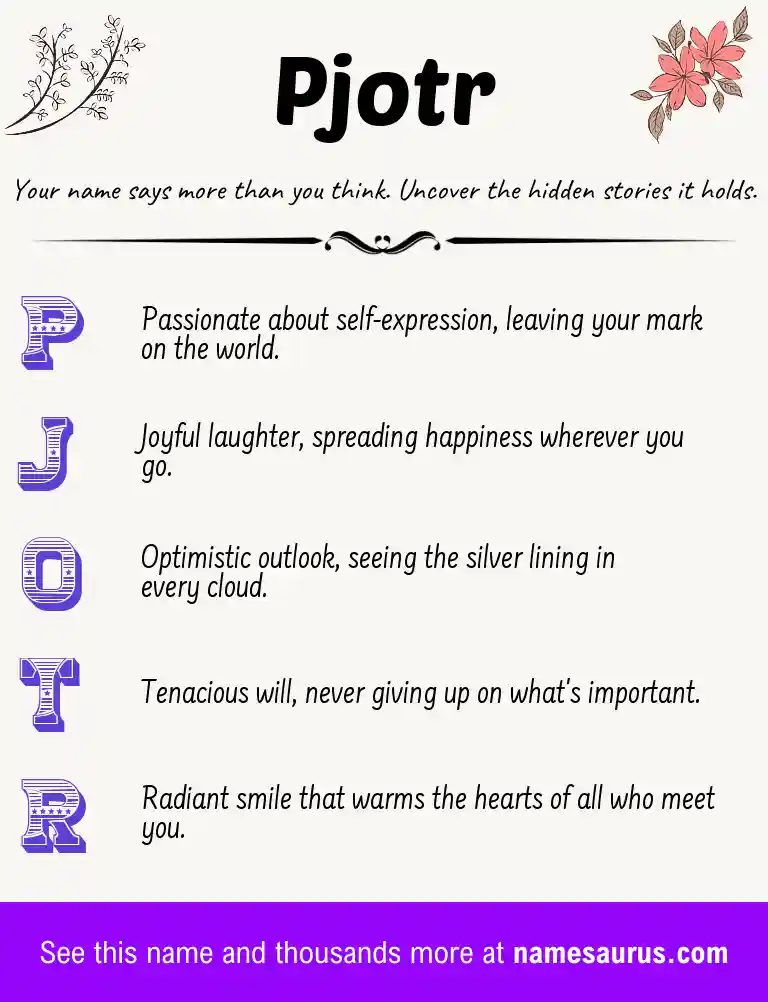 Acrostic poem about Pjotr.