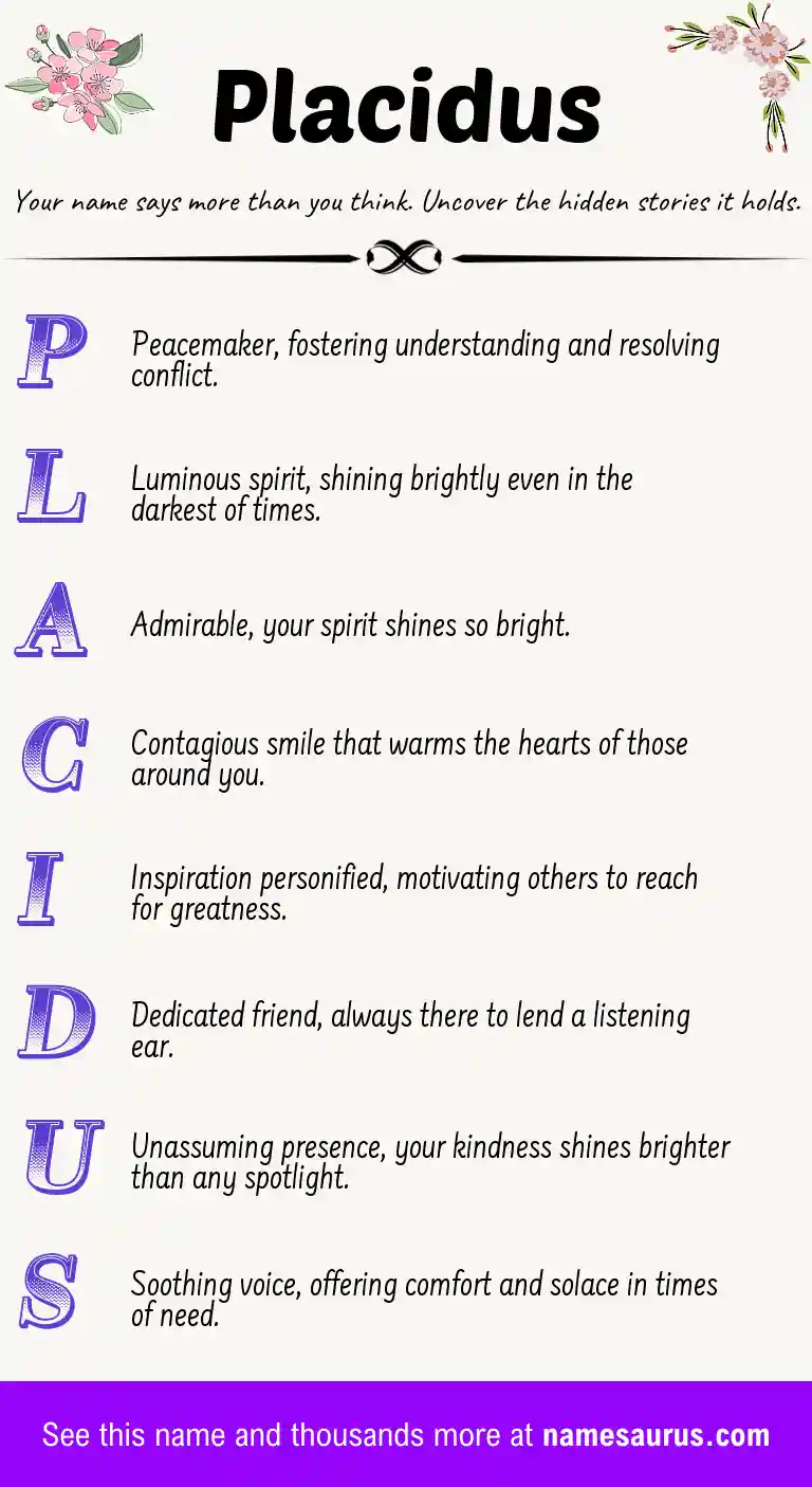 Acrostic poem about Placidus.