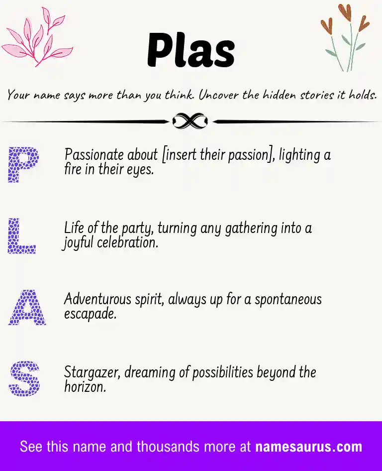 Acrostic poem about Plas.
