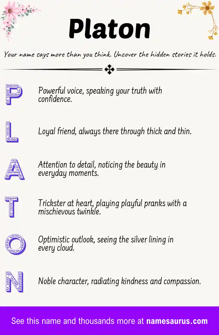 Acrostic poem about Platon.