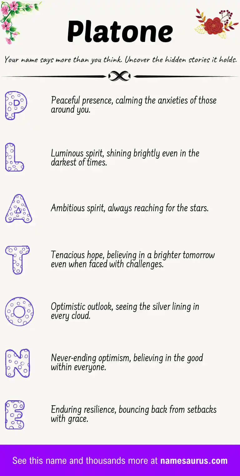Acrostic poem about Platone.