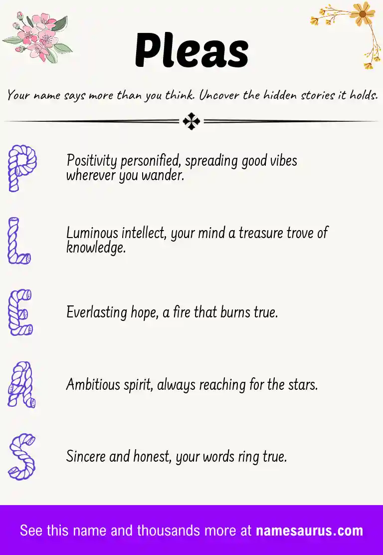 Acrostic poem about Pleas.