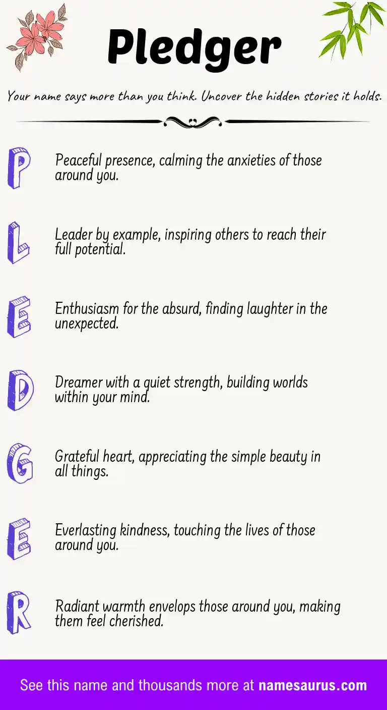 Acrostic poem about Pledger.