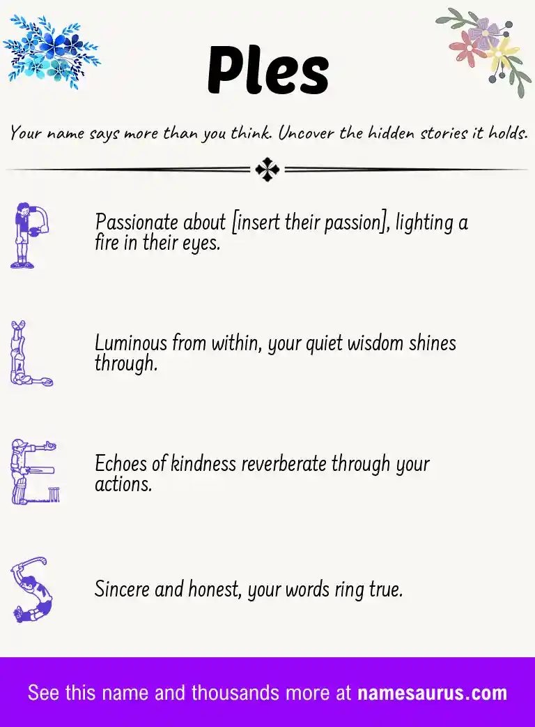 Acrostic poem about Ples.