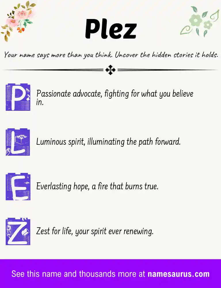 Acrostic poem about Plez.