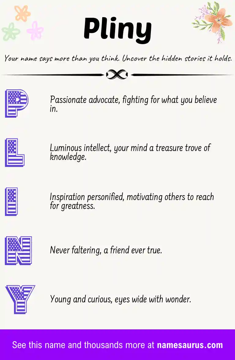 Acrostic poem about Pliny.