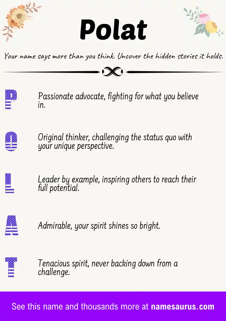 Acrostic poem about Polat.