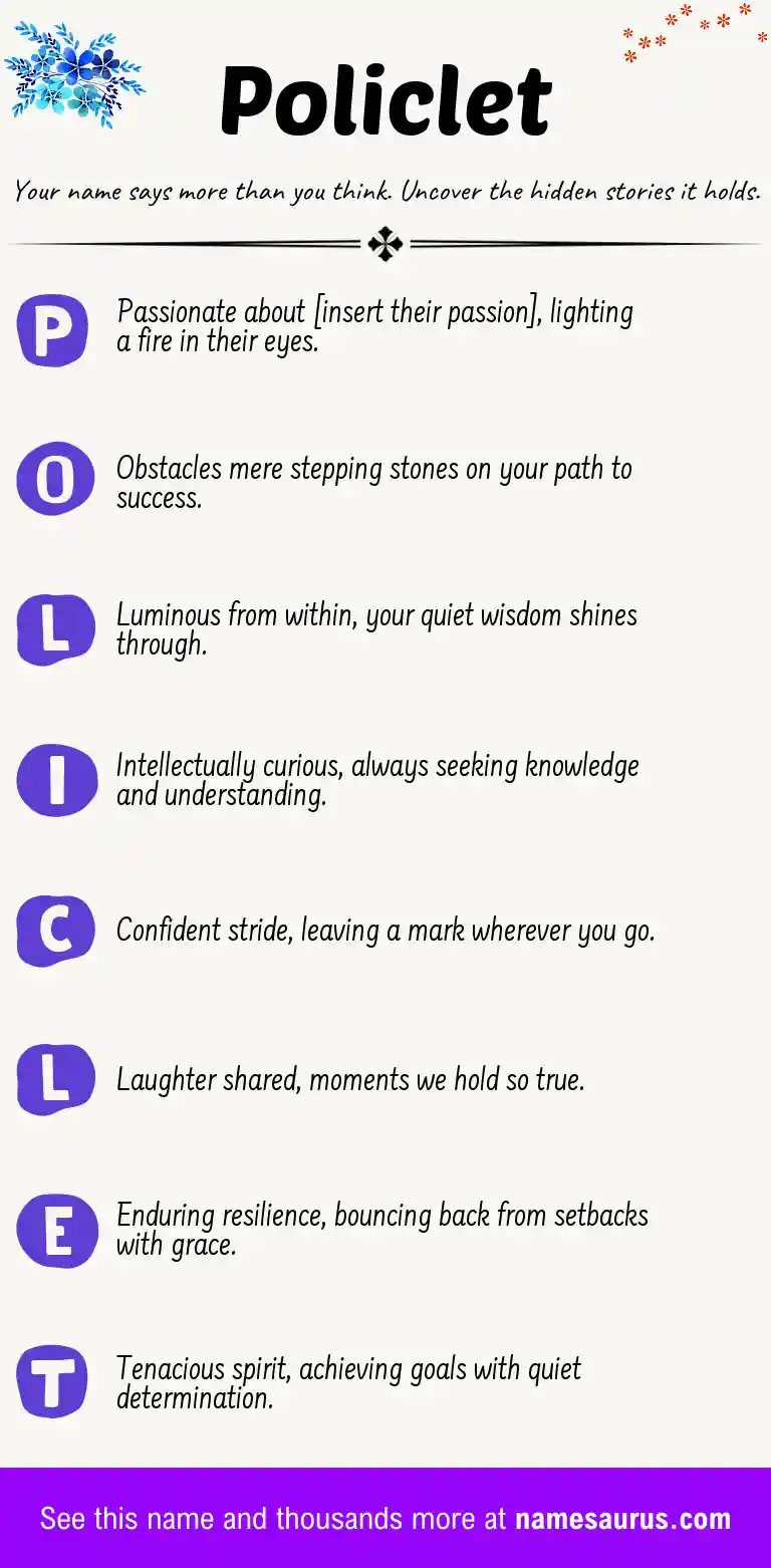 Acrostic poem about Policlet.