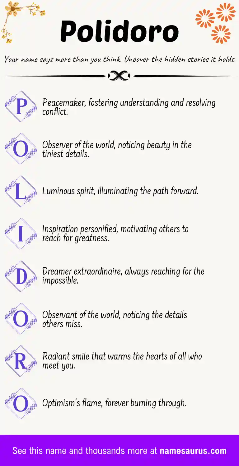Acrostic poem about Polidoro.