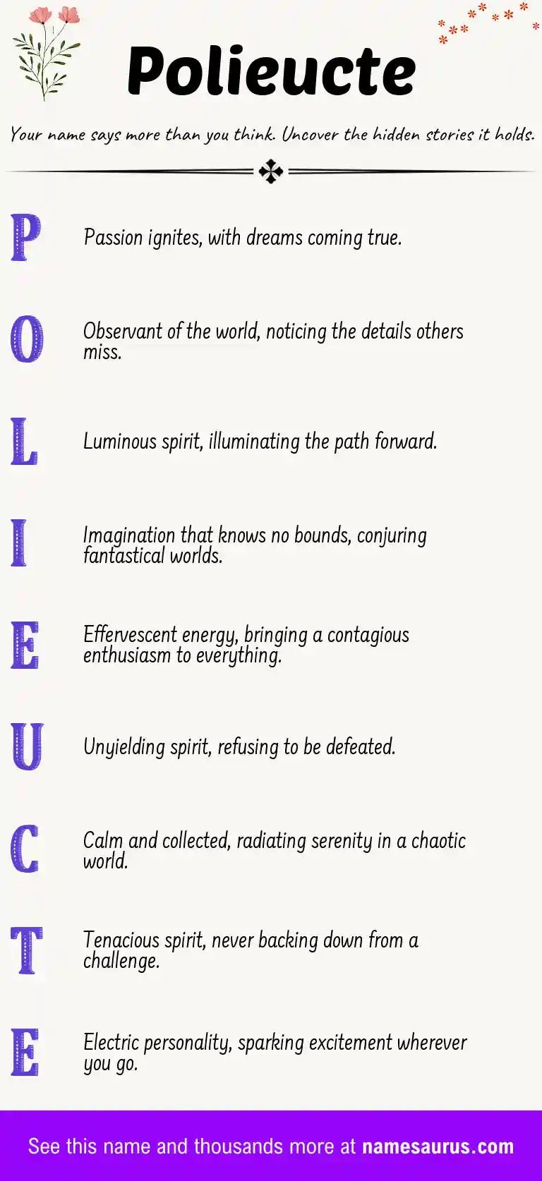 Acrostic poem about Polieucte.