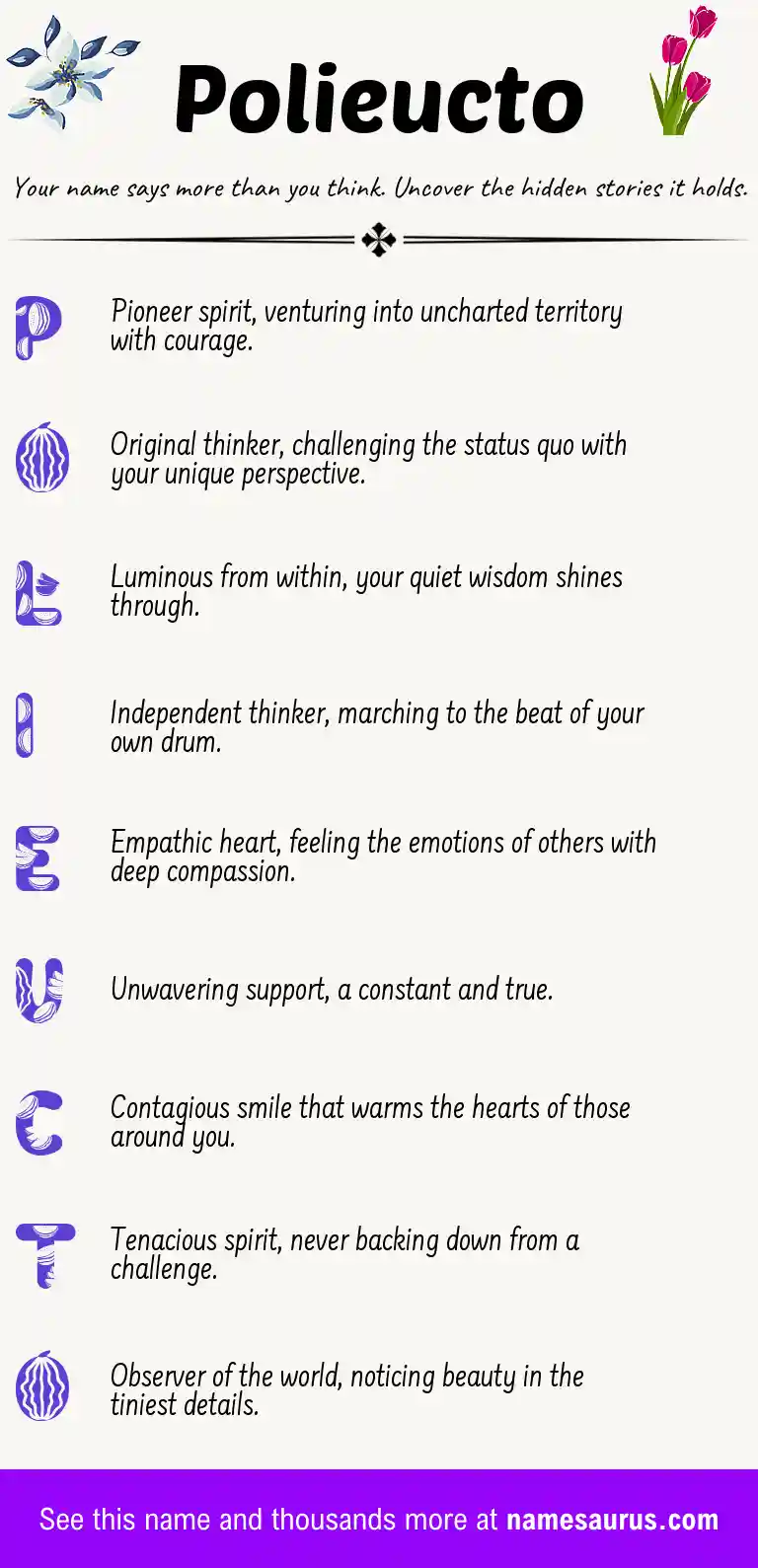 Acrostic poem about Polieucto.