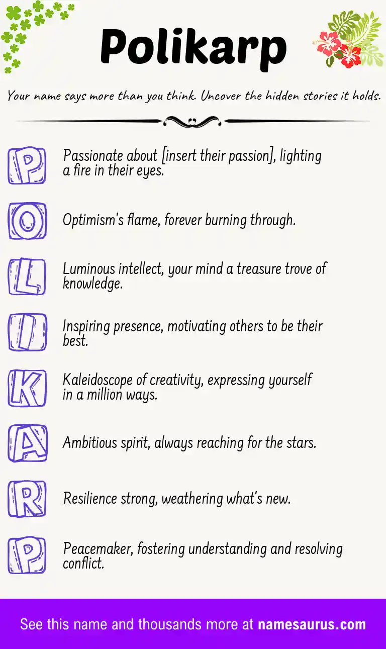 Acrostic poem about Polikarp.