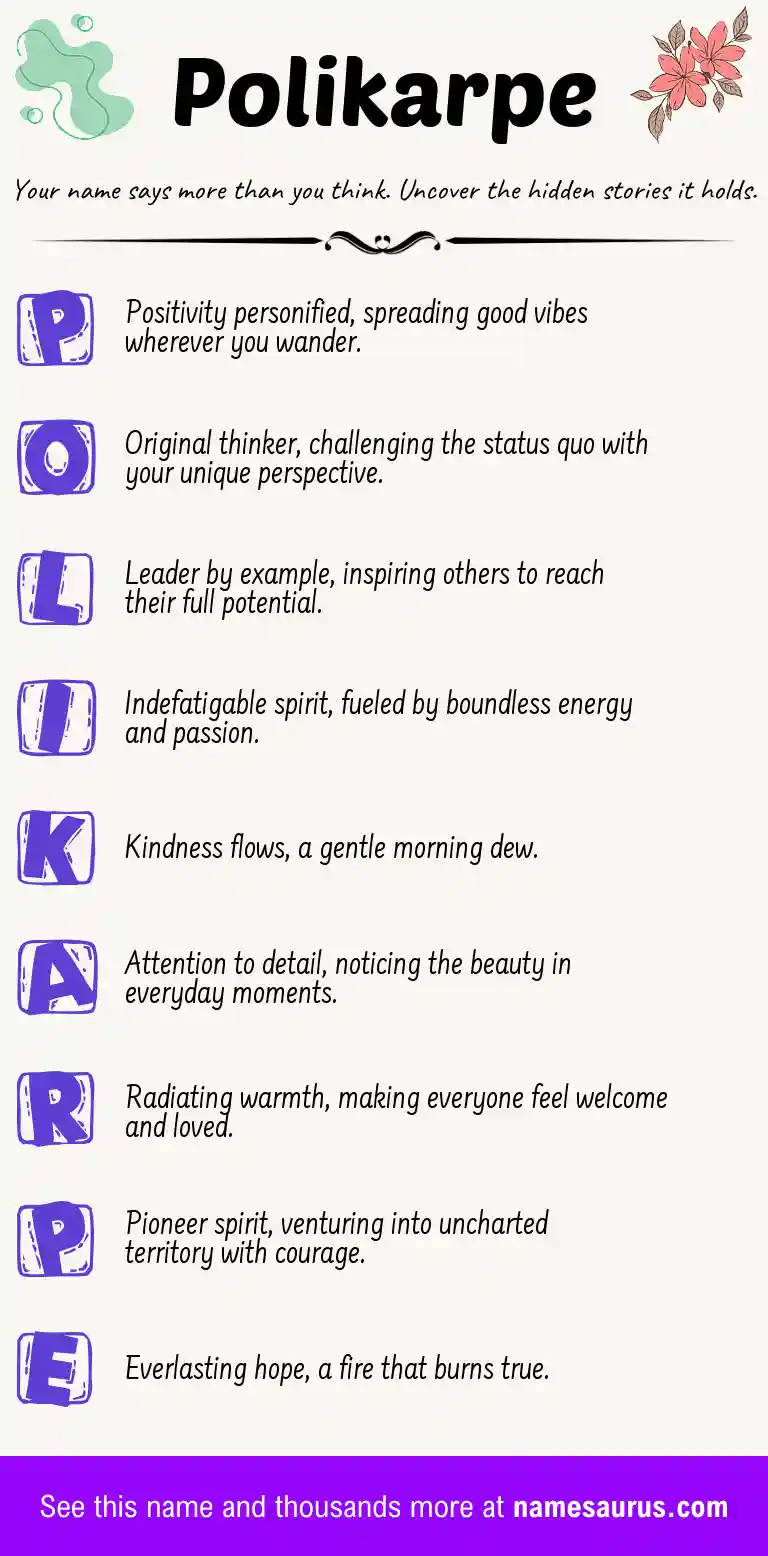 Acrostic poem about Polikarpe.
