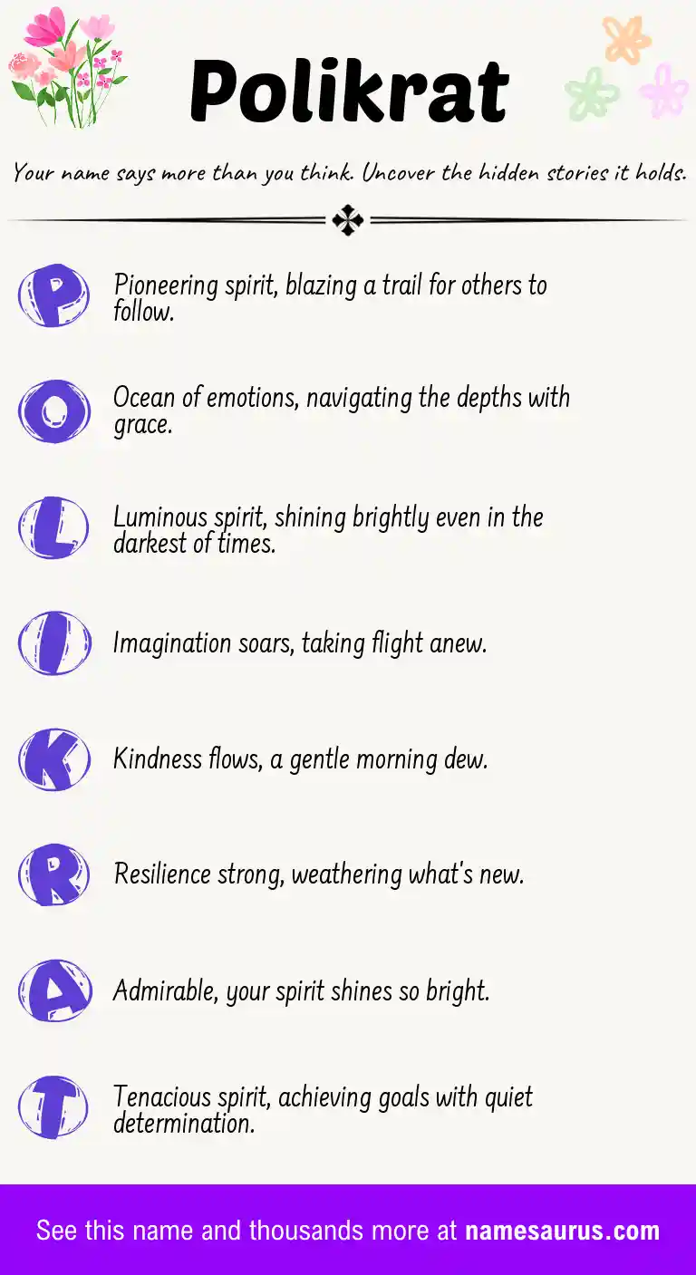 Acrostic poem about Polikrat.