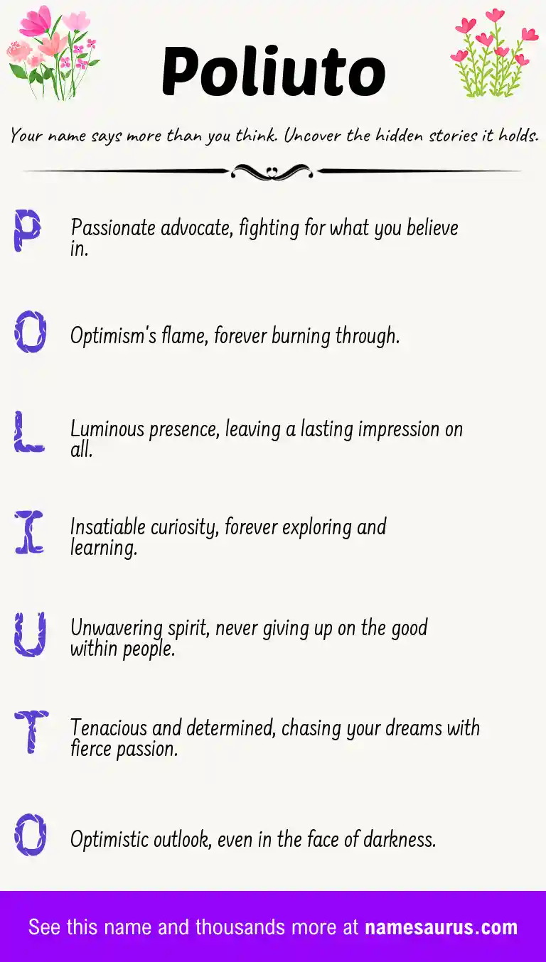 Acrostic poem about Poliuto.