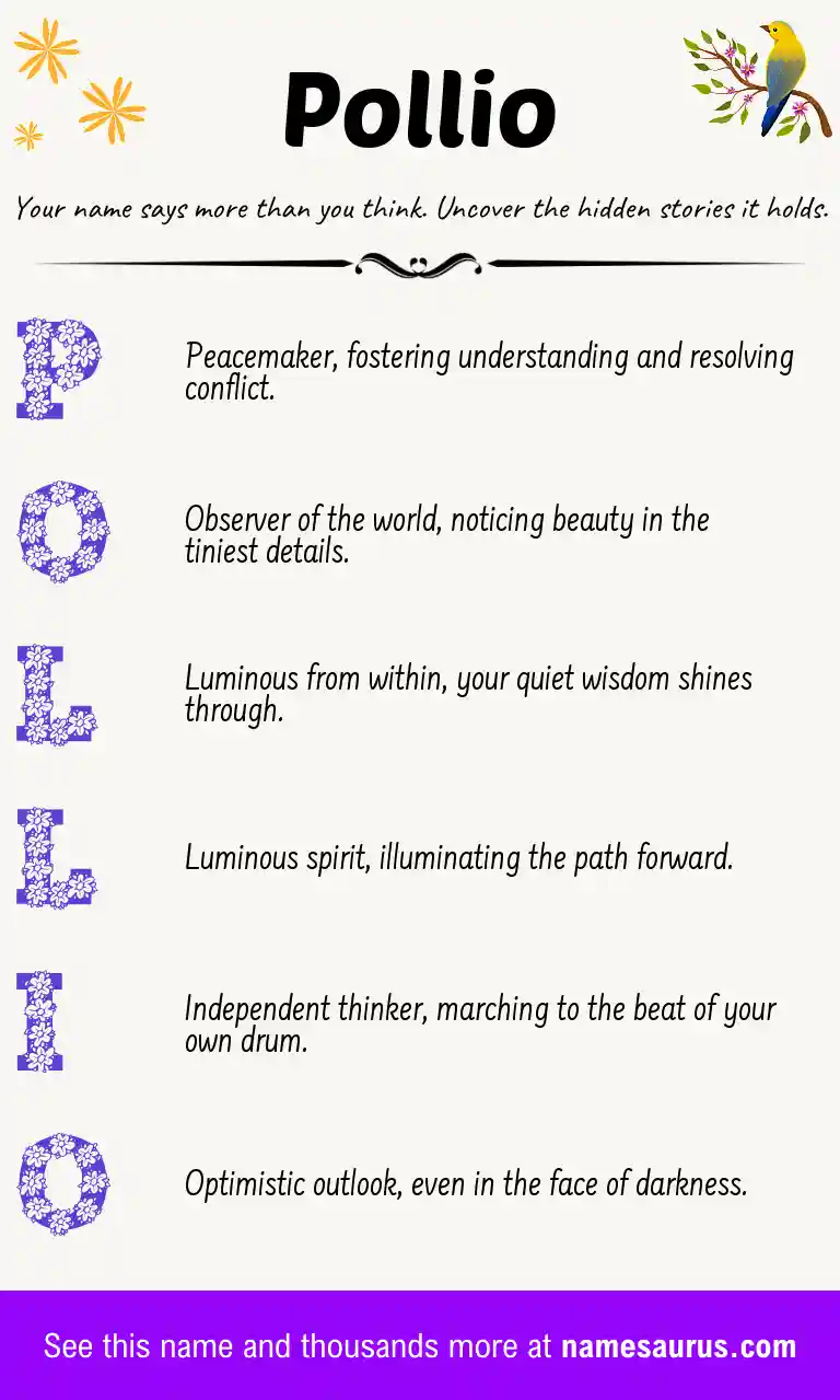 Acrostic poem about Pollio.
