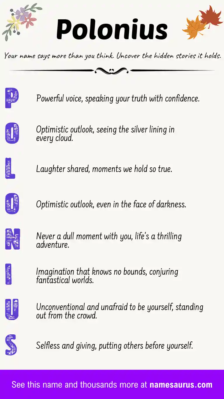 Acrostic poem about Polonius.