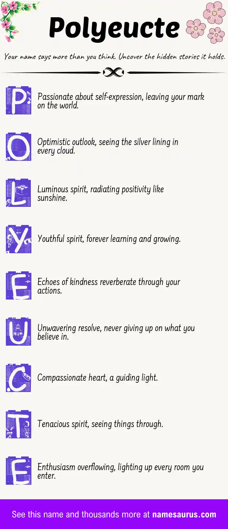 Acrostic poem about Polyeucte.