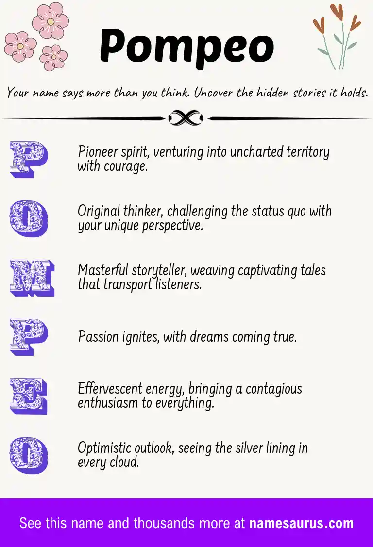 Acrostic poem about Pompeo.