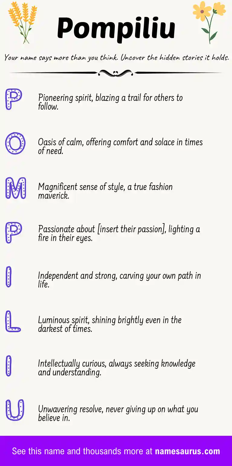 Acrostic poem about Pompiliu.
