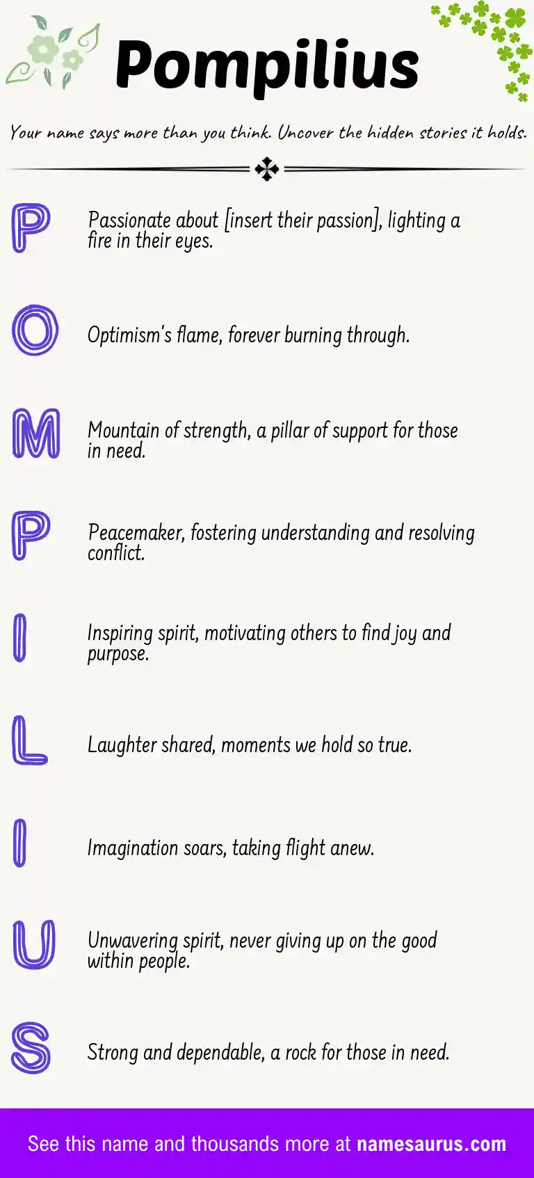 Acrostic poem about Pompilius.