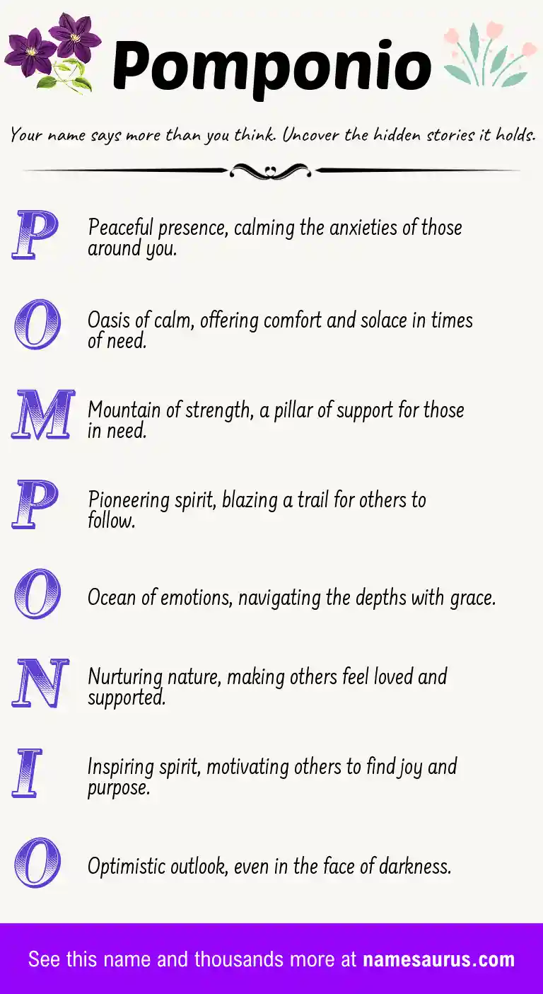 Acrostic poem about Pomponio.