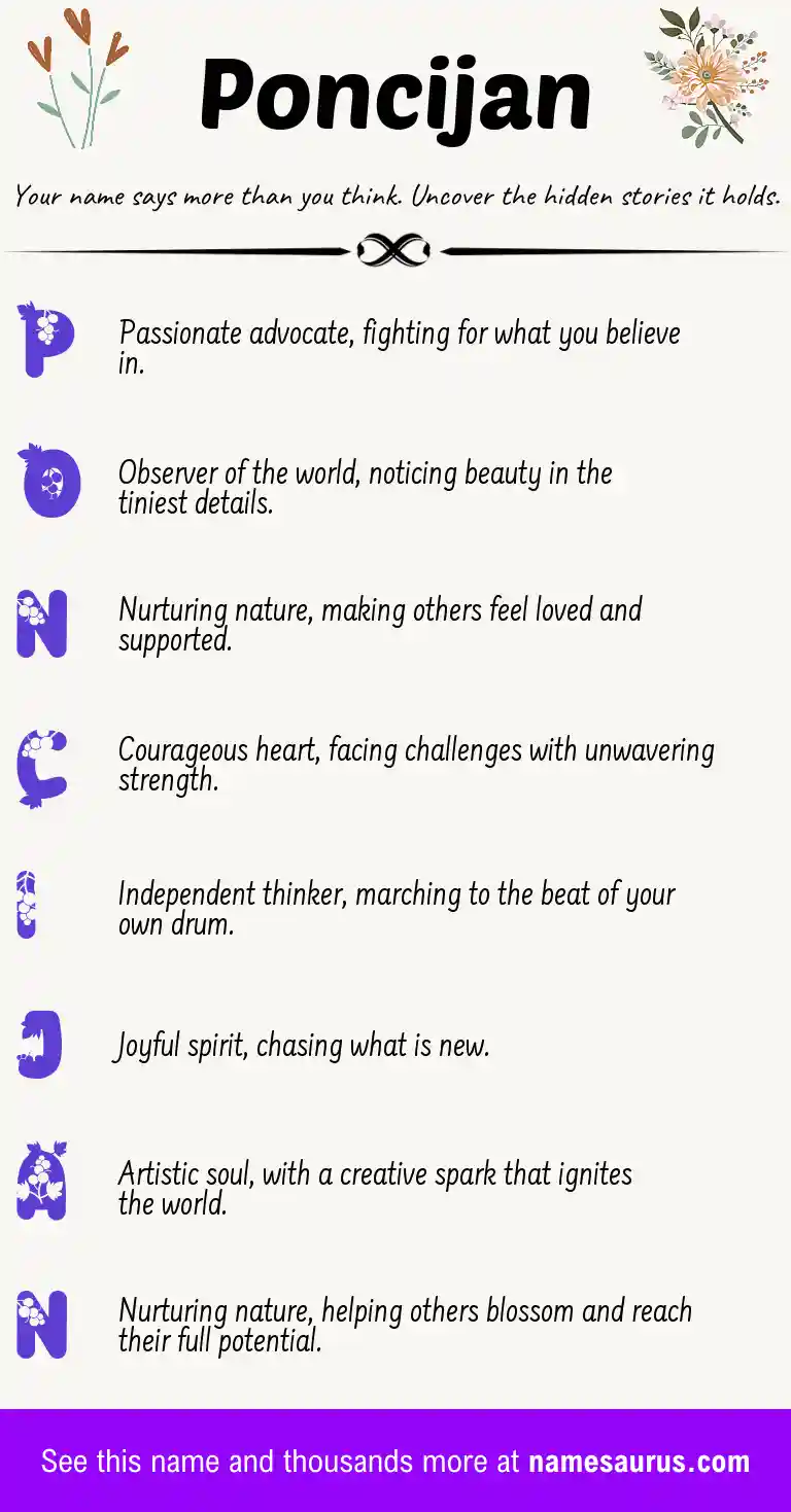 Acrostic poem about Poncijan.