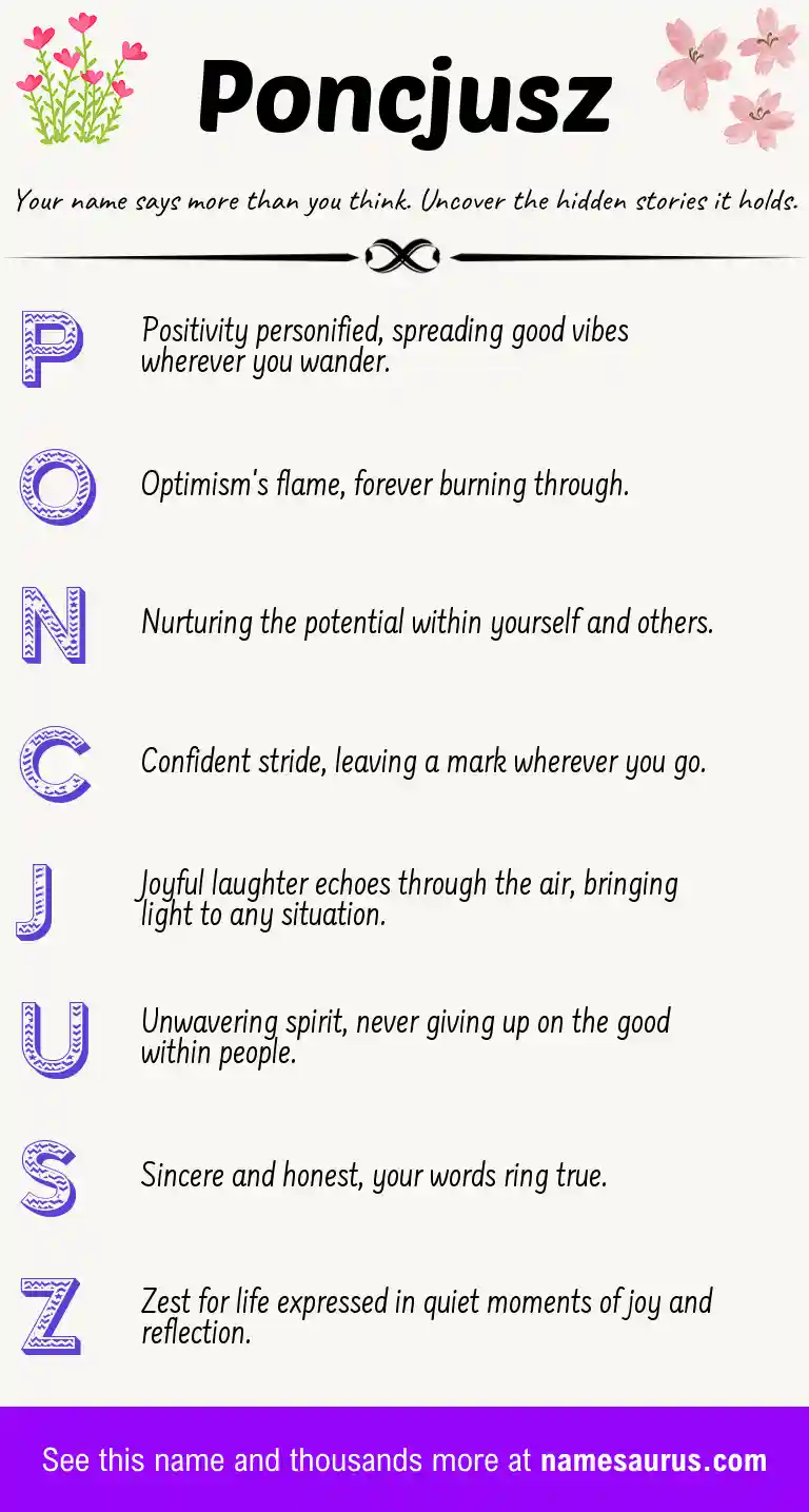 Acrostic poem about Poncjusz.