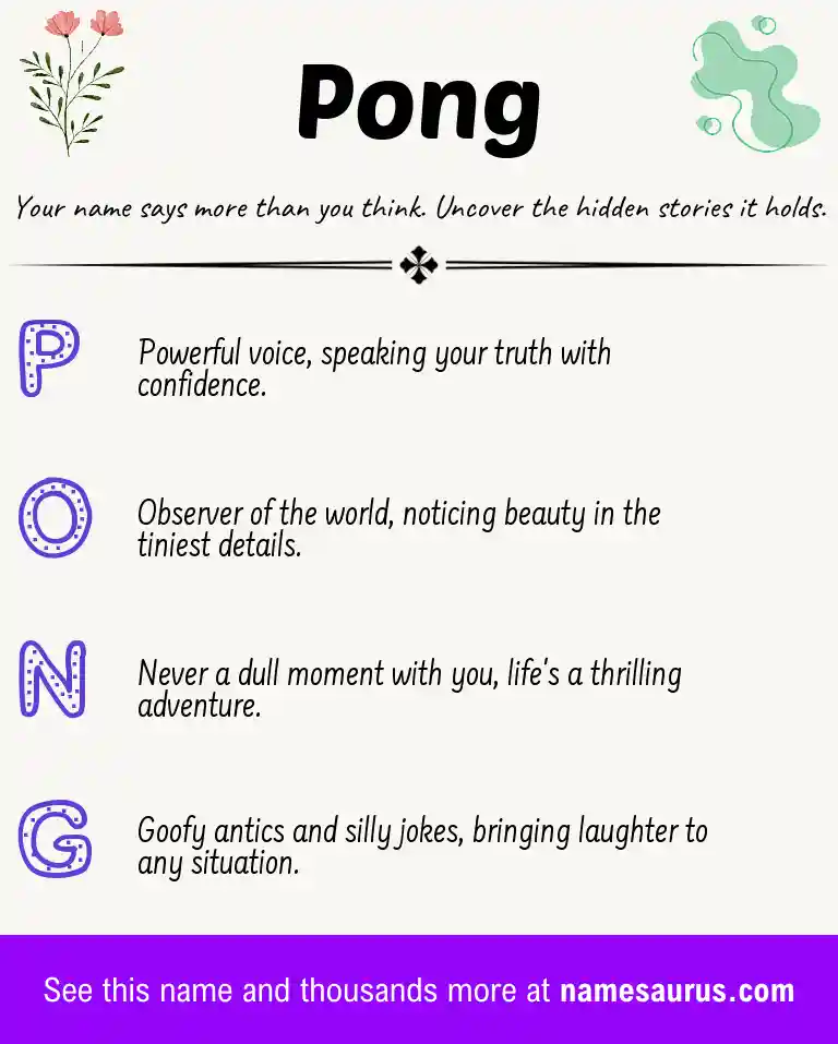 Acrostic poem about Pong.