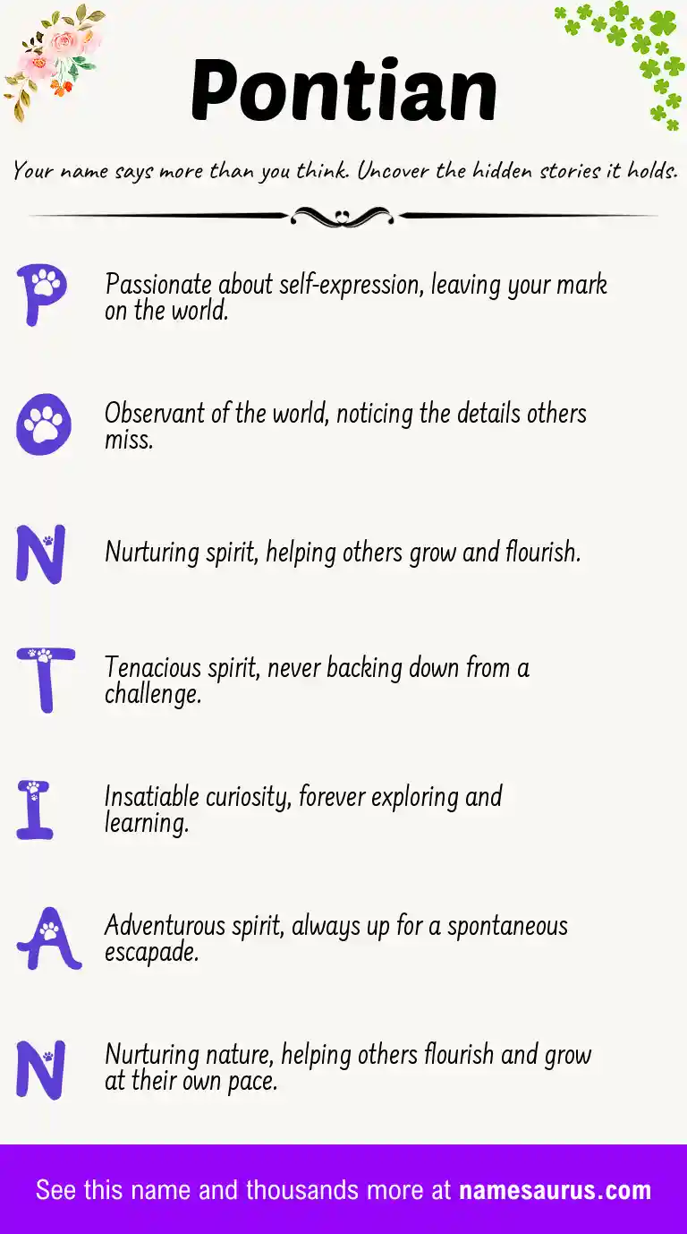Acrostic poem about Pontian.