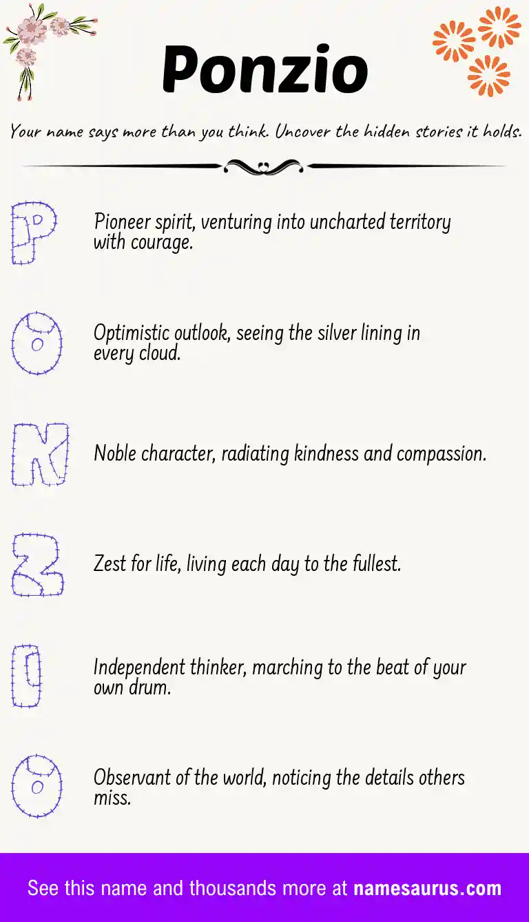 Acrostic poem about Ponzio.