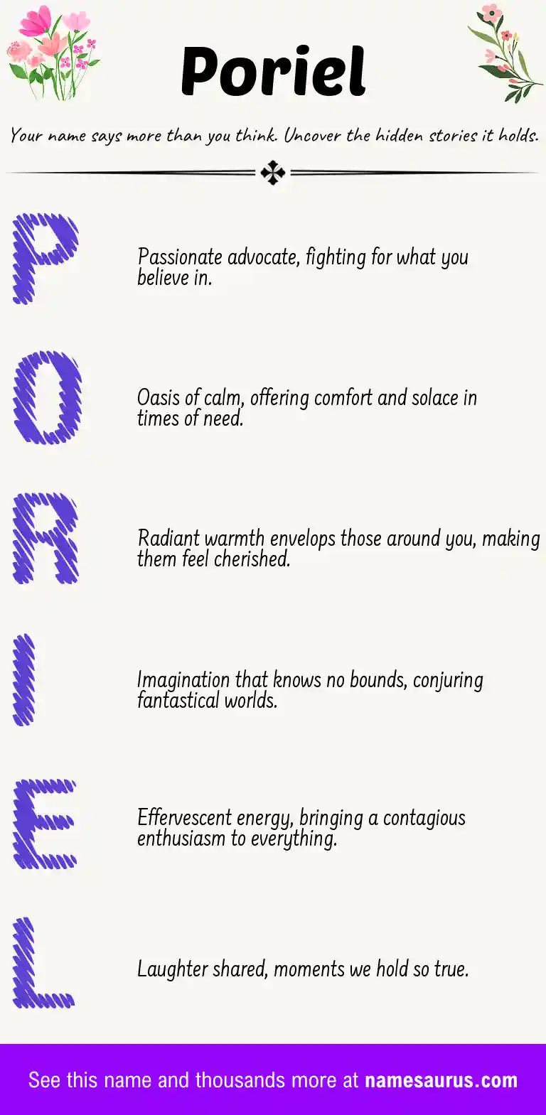 Acrostic poem about Poriel.